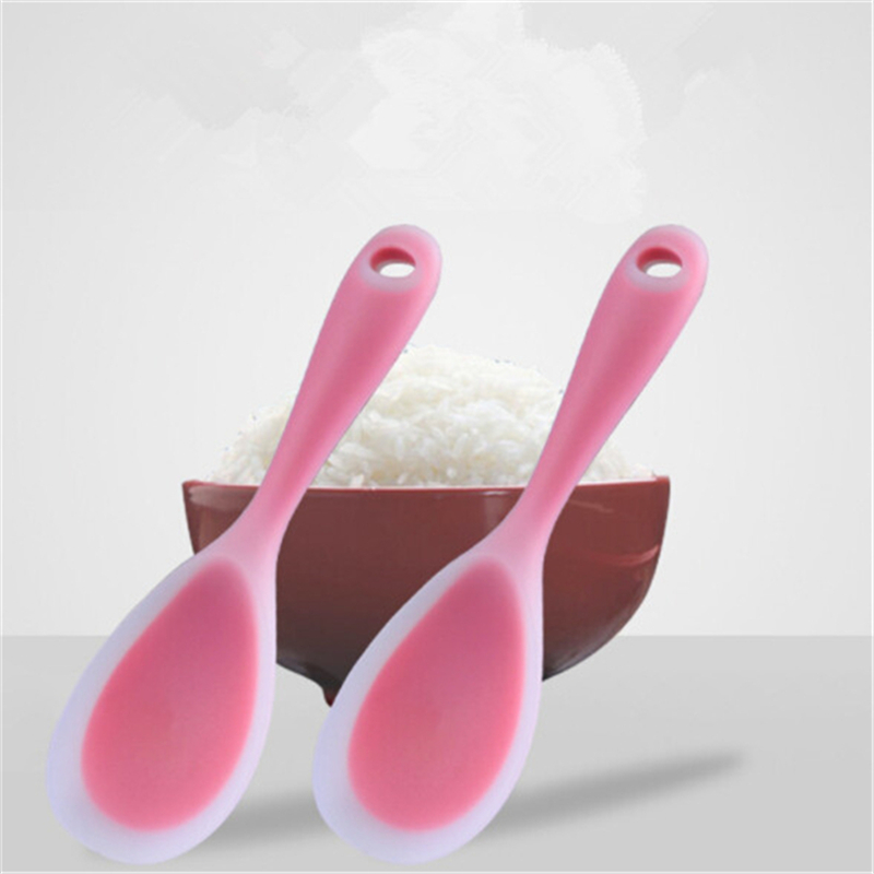 Silicone Rice Spoon Heat Resistant Sushi Scoop Paddle Meal Spoon Kitchen Tools Tableware Flat Rice Scoop